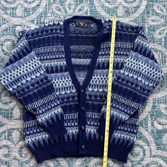American Portrait Grandpa Cardigan Men's Sweater Blue Made in USA 90s - Size‎ XL - Picture 4 of 5
